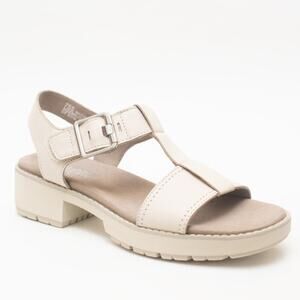 Munro M431810 Mel Latte Leather Platform Sandal Size 8W Velcro